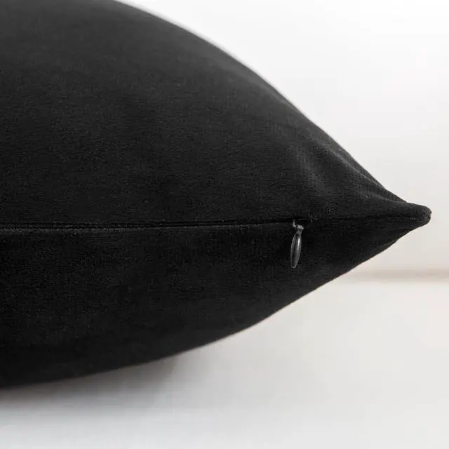 Alt view image 3 of 6 - Velvet Decorative Throw Pillow Covers, Soft Square Cushion Case Home Decor for Living Room Couch Bed Sofa, Set of 2 Pack, Black, 18x18 Inch