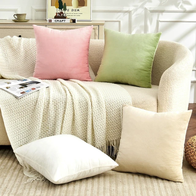 Alt view image 2 of 7 - Throw Pillow Covers Sage Green Set of 2 18x18 Inch Pillow Covers, Soft Velvet Decorative Pillowcases for Couch Sofa Bed, Home Boho Decor, Modern Farmhouse Cushion Covers
