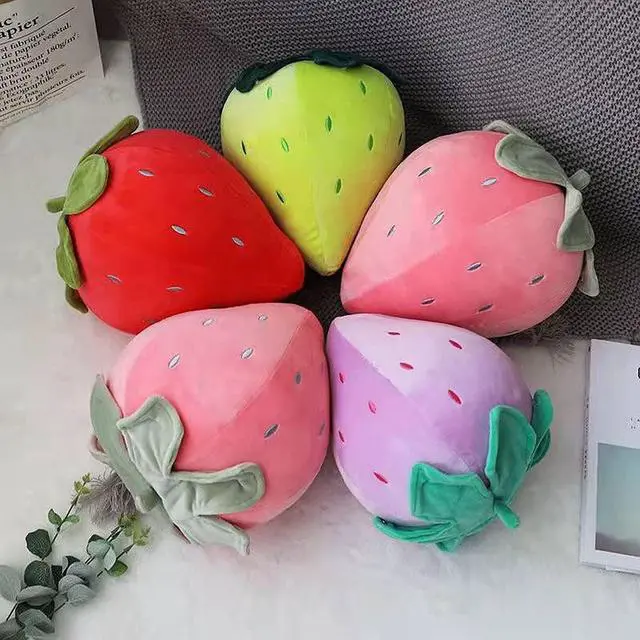 Alt view image 6 of 7 - Cute Fruit Kids Pillow Stuffed Strawberry Plush Pillows Super Soft Girls Pillows Cushion Seat for Kids Toys (Red,7.8"/20cm) 1 Count (Pack of 1)