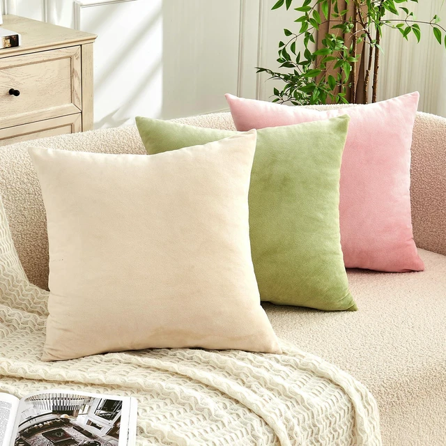 Alt view image 5 of 7 - Throw Pillow Covers Sage Green Set of 2 18x18 Inch Pillow Covers, Soft Velvet Decorative Pillowcases for Couch Sofa Bed, Home Boho Decor, Modern Farmhouse Cushion Covers