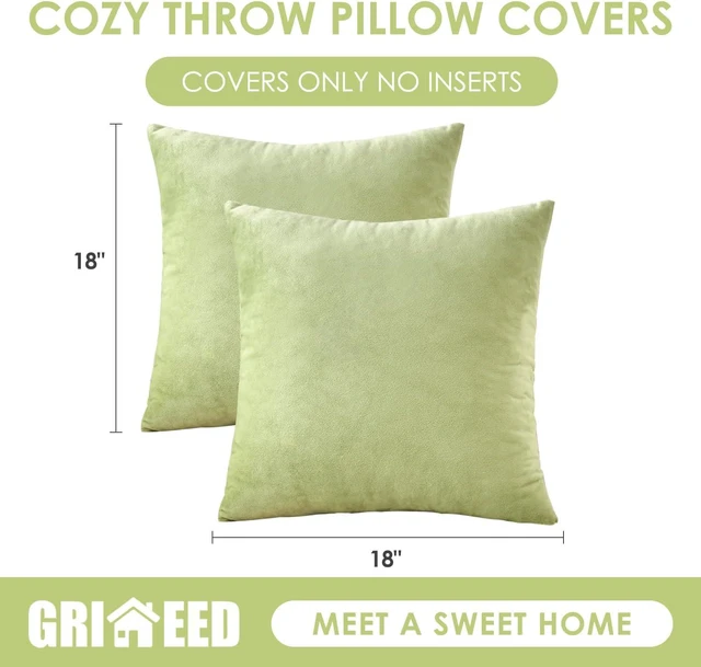 Alt view image 7 of 7 - Throw Pillow Covers Sage Green Set of 2 18x18 Inch Pillow Covers, Soft Velvet Decorative Pillowcases for Couch Sofa Bed, Home Boho Decor, Modern Farmhouse Cushion Covers