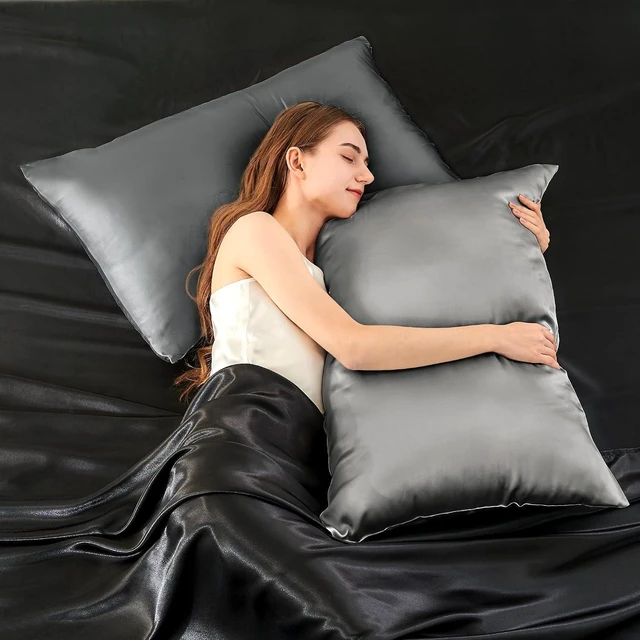 Alt view image 7 of 7 - Mulberry Silk Pillowcase for Hair and Skin, Silk Pillow Cases Standard Size with Hidden Zipper 20x26 Inches, Smooth and Soft Cooling Pillow Cases for Hot Sleepers(Dark Grey, 1 Pack)