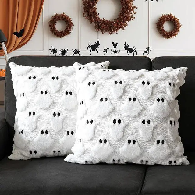 Main image of Halloween Decorations White Ghost Pillow Covers 18x18 Set of 2