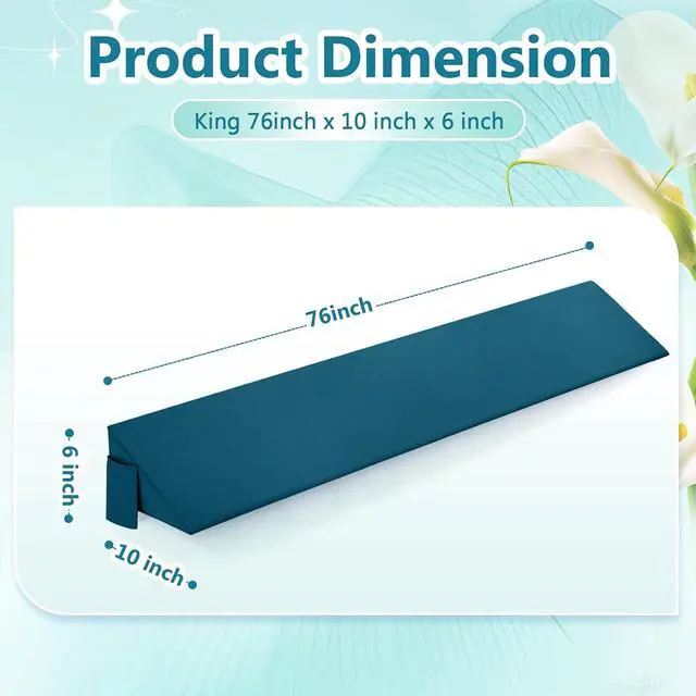 Alt view image 4 of 7 - King Size Bed Wedge Pillow Cover for Headboard Gap, Headboard Wedge Pillow Case Cover Only, 76" x 10" x 6", Teal