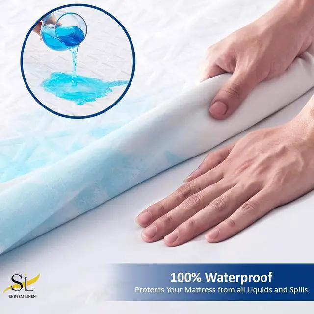 Alt view image 3 of 7 - 100% Waterproof Crib Size Mattress Protector, Premium Fitted Cotton Terry Cover with Stretchable Deep Pockets, Machine Washable White Mattress Cover for Bed