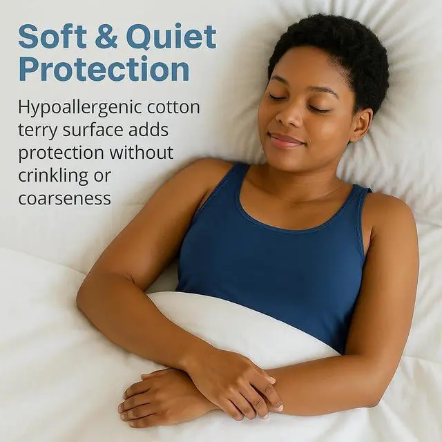 Alt view image 4 of 7 - 100% Waterproof Crib Size Mattress Protector, Premium Fitted Cotton Terry Cover with Stretchable Deep Pockets, Machine Washable White Mattress Cover for Bed
