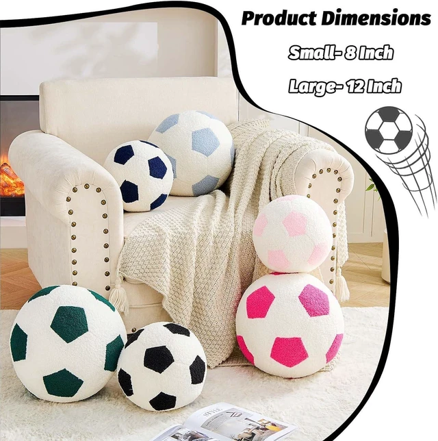 Alt view image 2 of 7 - Soccer Pillow Football Throw Pillow Round Aesthetic Home Decor Soccer Decorative Pillow Soft Soccer Sports Ball Plush Pillows for Bedroom Sofa Chair CouchBlack,8 Inch