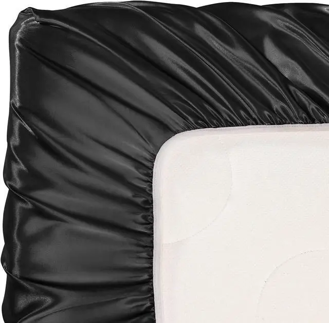 Alt view image 5 of 6 - Satin Mini Crib Sheets 38 x 24In, Black