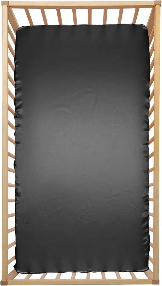 Alt view image 6 of 6 - Satin Mini Crib Sheets 38 x 24In, Black