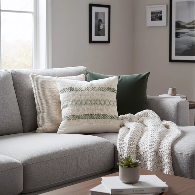Alt view image 4 of 5 - Set of 2 Sage Green Boho Throw Pillow Covers 18x18 Inch Decorative Cushion Covers for Couch Bed Sofa Chair Cotton Macrame Décor Decorations (Type B)