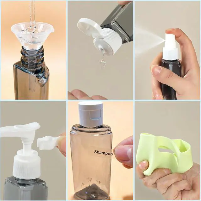 Alt view image 3 of 6 - 4-in-1 Refillable Cosmetic Containers, TSA Approved Travel Toiletry Kit
