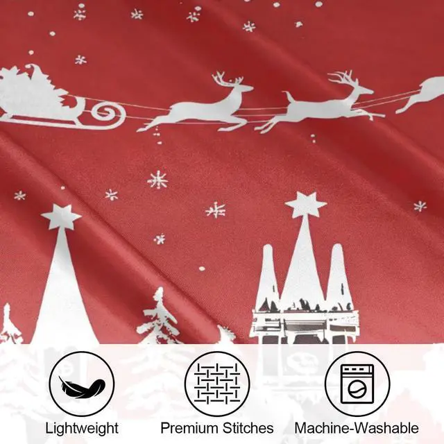 Alt view image 4 of 6 - Christmas Satin Pillowcase for Hair and Skin Queen Size Reindeer Santa Christmas Silk Pillowcase Silky Pillowcases with Zipper 20x30 Inches Cooling Pillow Cover