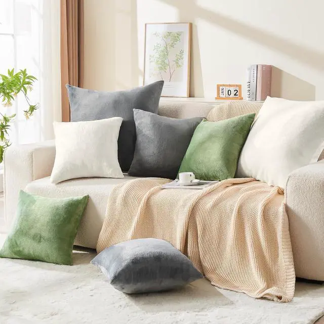 Alt view image 6 of 7 - Velvet Pillow Covers with Zipper, Gray, 18x18 Inches, 2 Pack