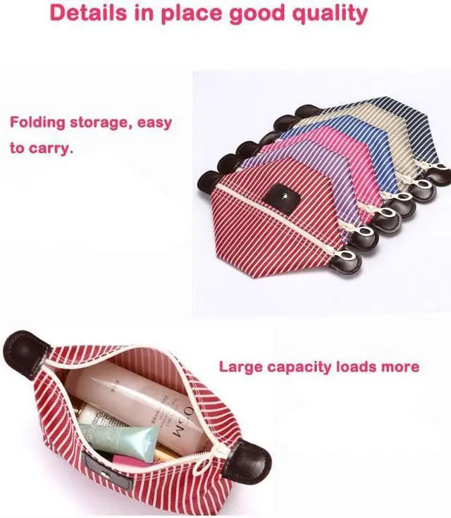 Alt view image 5 of 7 - 2 Pack Make Up Bag for Traveling,Preppy make up bag,Toiletry Bag,Nylon Cosmetic Bag,Light Pink Makeup Bag,Skin Care BagTiny Makeup Bag