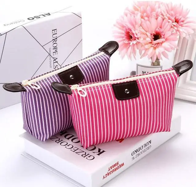 Alt view image 6 of 7 - 2 Pack Make Up Bag for Traveling,Preppy make up bag,Toiletry Bag,Nylon Cosmetic Bag,Light Pink Makeup Bag,Skin Care BagTiny Makeup Bag