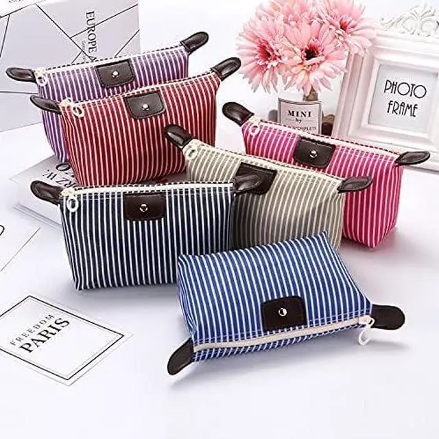 Alt view image 7 of 7 - 2 Pack Make Up Bag for Traveling,Preppy make up bag,Toiletry Bag,Nylon Cosmetic Bag,Light Pink Makeup Bag,Skin Care BagTiny Makeup Bag