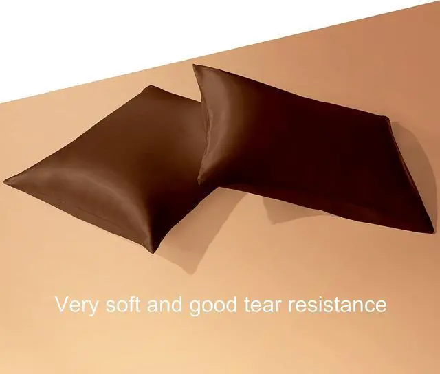 Alt view image 2 of 7 - Standard Silk Satin Pillowcases - 2-Pack, 20x26, Coffee