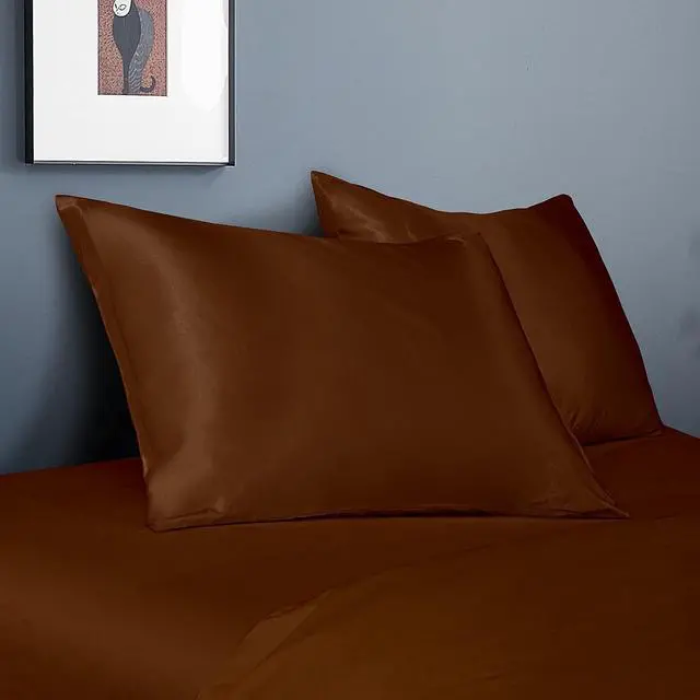 Alt view image 3 of 7 - Standard Silk Satin Pillowcases - 2-Pack, 20x26, Coffee