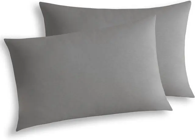 Main image of Queen Jersey Knit Pillowcases Set of 2, 100% Cotton Bed Pillow Cases Queen Size with Zipper,Soft and Breathable, 20×30 inches Dark Grey