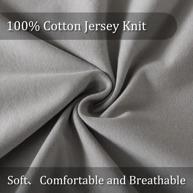 Alt view image 2 of 7 - Queen Jersey Knit Pillowcases Set of 2, 100% Cotton Bed Pillow Cases Queen Size with Zipper,Soft and Breathable, 20×30 inches Dark Grey