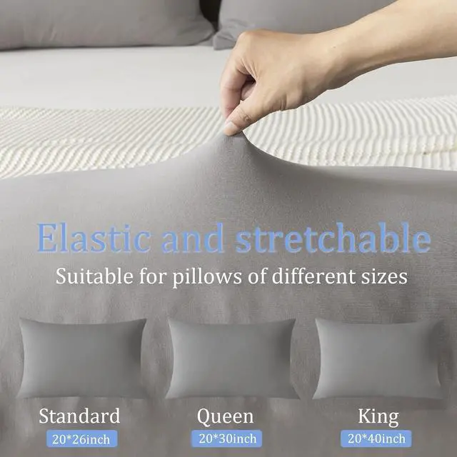 Alt view image 3 of 7 - Queen Jersey Knit Pillowcases Set of 2, 100% Cotton Bed Pillow Cases Queen Size with Zipper,Soft and Breathable, 20×30 inches Dark Grey