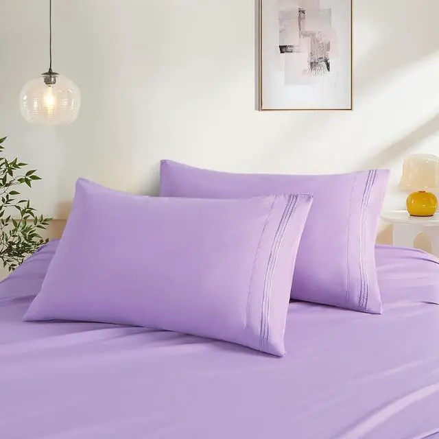 Main image of King Pillow Cases Set of 2, Light Purple Pillow Covers Soft Microfiber Pillowcases Comfortable Breathable and Non Shrinking Envelope Pillow Shams 20"X 36"