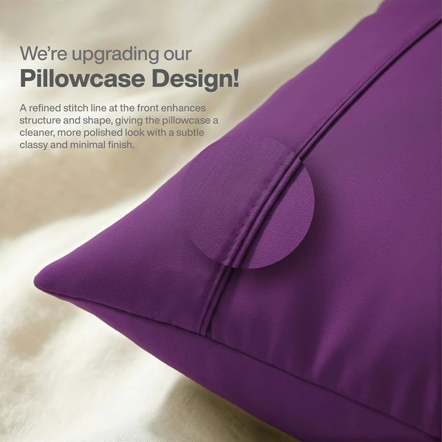 Alt view image 3 of 7 - Standard Pillow Cases Set of 2, Microfiber Cooling Pillowcases, Soft Breathable Envelope Closure Pillow Covers, Wrinkle Free Easy Care Bed Pillowcases, Standard Size 20x26 Inches, Purple