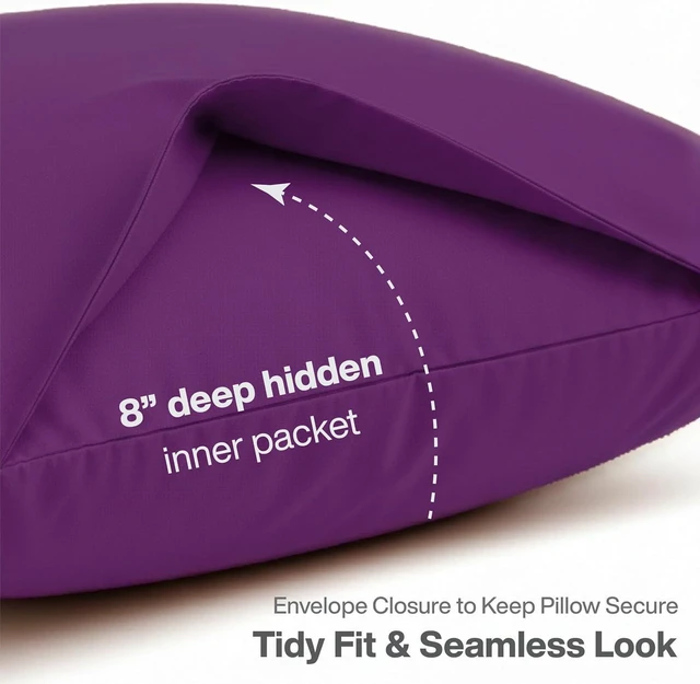 Alt view image 4 of 7 - Standard Pillow Cases Set of 2, Microfiber Cooling Pillowcases, Soft Breathable Envelope Closure Pillow Covers, Wrinkle Free Easy Care Bed Pillowcases, Standard Size 20x26 Inches, Purple