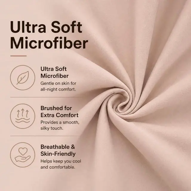 Alt view image 5 of 7 - Body Pillow Cover 21"x54", Ultra Soft Microfiber Pillowcase with Hidden Zipper, Breathable, Machine Washable, for Side Sleepers, Cover Only (21"x54" Body Pillow Cover, Latte)