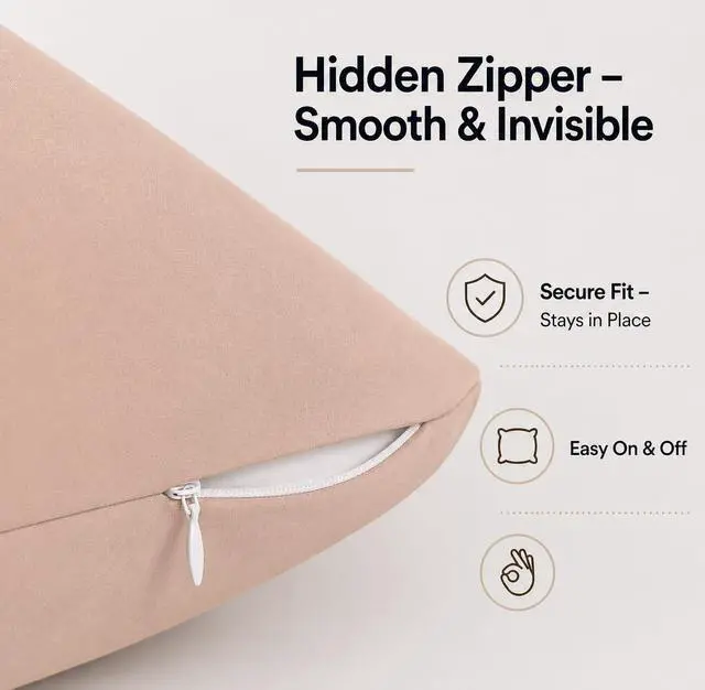 Alt view image 6 of 7 - Body Pillow Cover 21"x54", Ultra Soft Microfiber Pillowcase with Hidden Zipper, Breathable, Machine Washable, for Side Sleepers, Cover Only (21"x54" Body Pillow Cover, Latte)