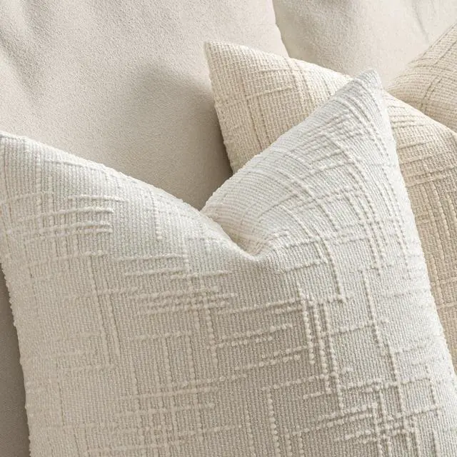 Alt view image 3 of 7 - Chenille Textured Throw Pillow Covers Cream White 18x18 Set of 2
