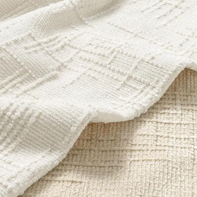Alt view image 2 of 7 - Chenille Textured Throw Pillow Covers Cream White 18x18 Set of 2