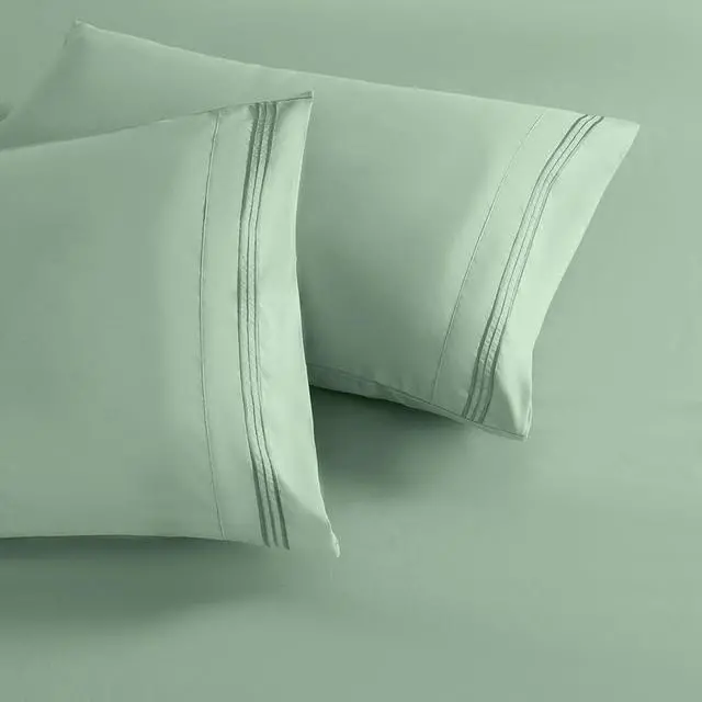 Alt view image 3 of 7 - Sage Green Standard Size Pillow Cases Set of 2,20"X26" Pillow Covers
