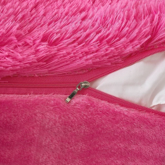 Alt view image 5 of 6 - Plush Decorative Throw Pillow Covers Hot Pink 18x18 Inch Pack of 2