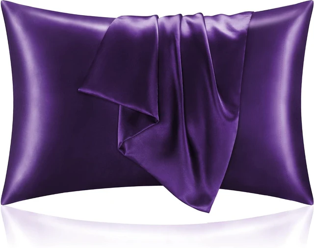 Main image of Zipper Satin Pillowcases, Standard Size 20"x26", Plum Purple, 2Pcs
