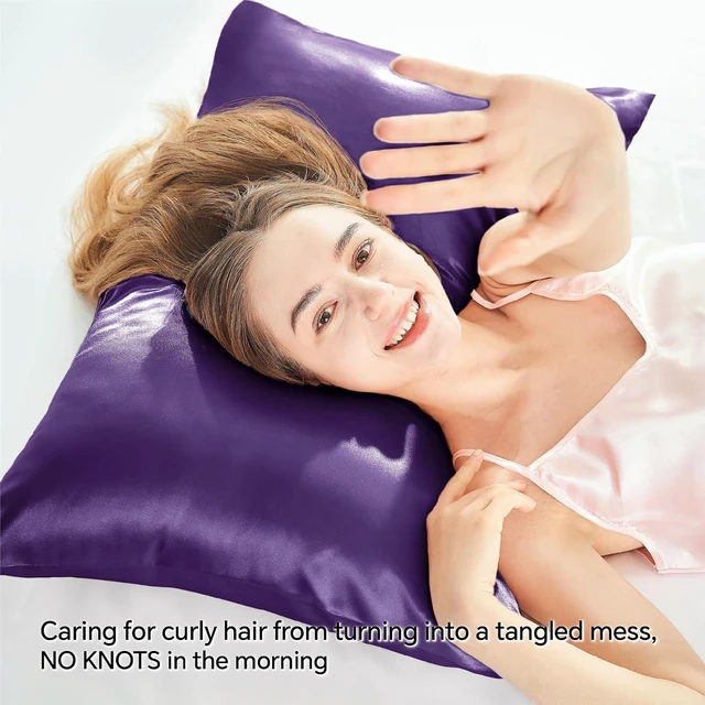 Alt view image 4 of 7 - Zipper Satin Pillowcases, Standard Size 20"x26", Plum Purple, 2Pcs
