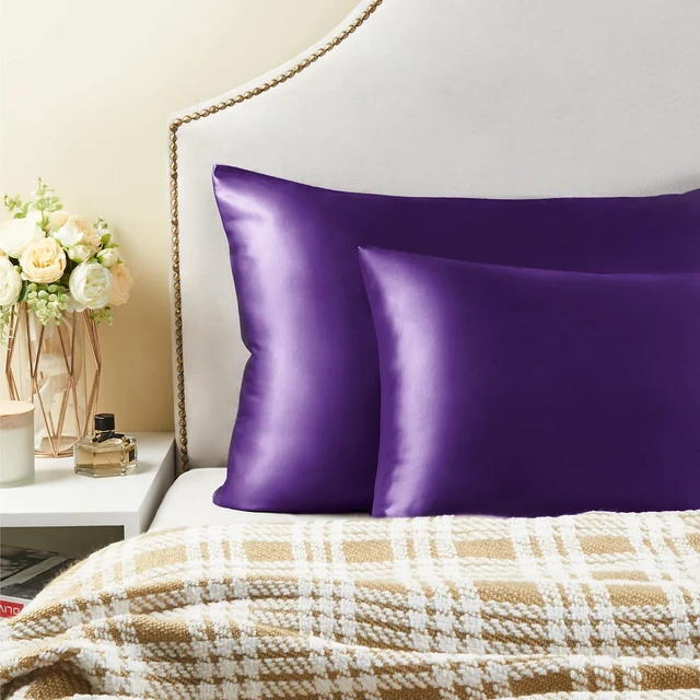 Alt view image 6 of 7 - Zipper Satin Pillowcases, Standard Size 20"x26", Plum Purple, 2Pcs