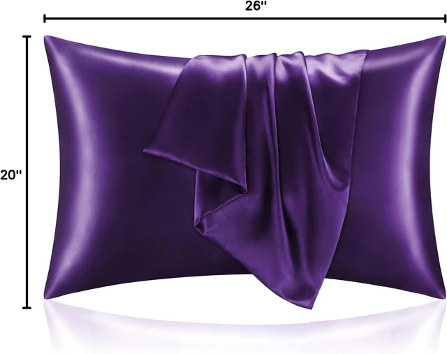 Alt view image 7 of 7 - Zipper Satin Pillowcases, Standard Size 20"x26", Plum Purple, 2Pcs