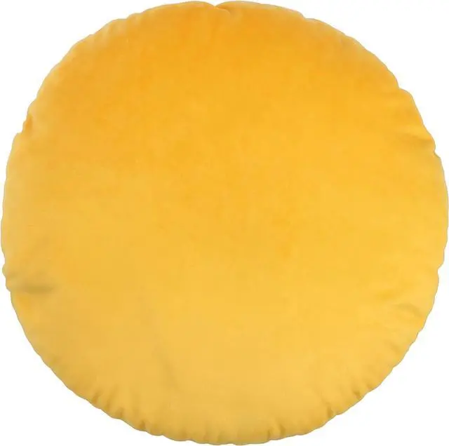 Main image of Circle Pillow Cover, Solid Color Round Throw Pillow Covers, 18 Inches Velvet Pillow Sham, Soft Warm Decorative Cushion Case for Bed, Sofa, Floor, Home Decoration (Yellow)