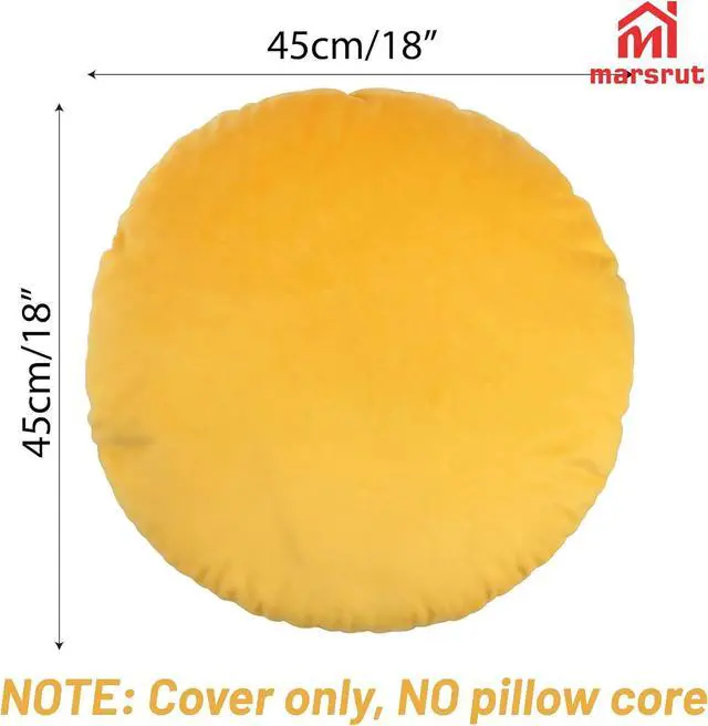 Alt view image 2 of 7 - Circle Pillow Cover, Solid Color Round Throw Pillow Covers, 18 Inches Velvet Pillow Sham, Soft Warm Decorative Cushion Case for Bed, Sofa, Floor, Home Decoration (Yellow)