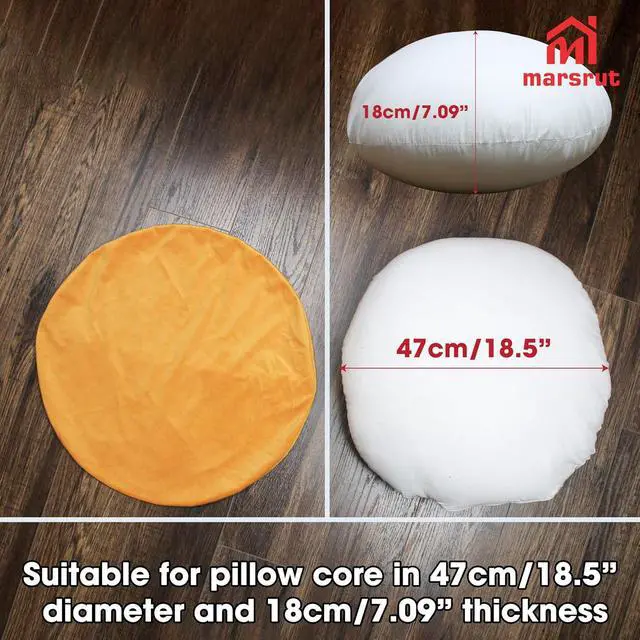 Alt view image 3 of 7 - Circle Pillow Cover, Solid Color Round Throw Pillow Covers, 18 Inches Velvet Pillow Sham, Soft Warm Decorative Cushion Case for Bed, Sofa, Floor, Home Decoration (Yellow)
