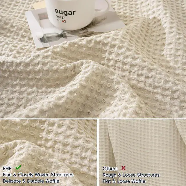 Alt view image 4 of 7 - Cotton Waffle Pillow Shams King Size, 20" x 36", Linen, No Insert