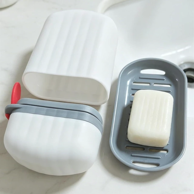 Alt view image 6 of 6 - Travel Soap Case and Toothbrush Travel Case Portable Soap Holder Toothbrush Holder with Cover Leakproof Soap Container for Trip Bathroom Camping Gym Outdoor (Blue)
