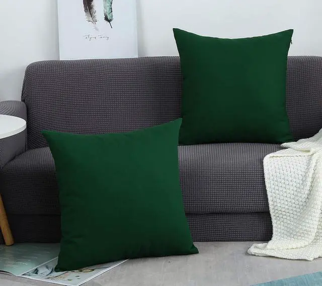 Alt view image 2 of 7 - Cotton Solid Throw Pillow Cover, 12 INCH x 12 INCH, Deep Green