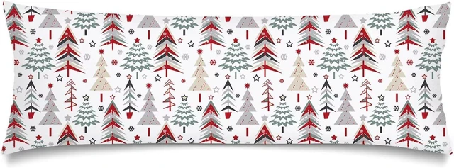 Main image of Christmas Long Pillow Cases Christmas Tree Lumbar Pillowcase King Size Pillow Covers with Zipper,Xmas Tree Decorative Pillows Cover Soft Bed Cushion Case for Sofa,20"x40"