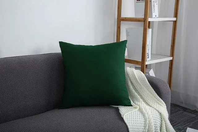 Alt view image 4 of 7 - Cotton Solid Throw Pillow Cover, 12 INCH x 12 INCH, Deep Green