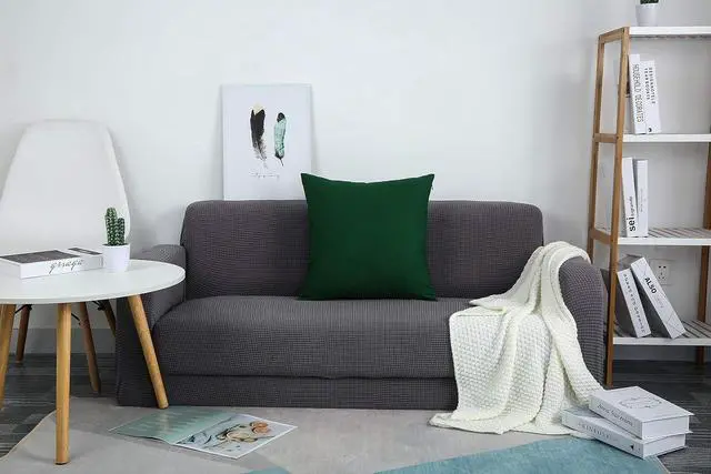 Alt view image 5 of 7 - Cotton Solid Throw Pillow Cover, 12 INCH x 12 INCH, Deep Green