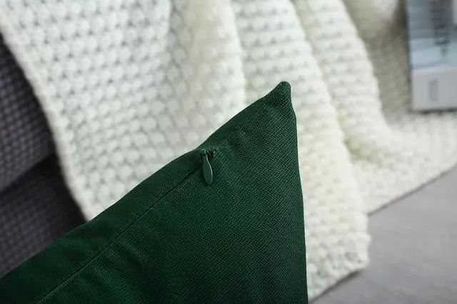 Alt view image 7 of 7 - Cotton Solid Throw Pillow Cover, 12 INCH x 12 INCH, Deep Green