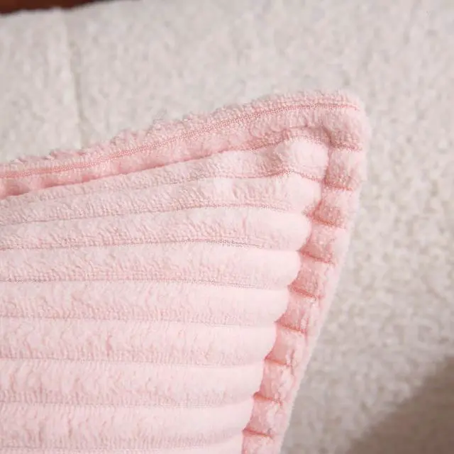 Alt view image 4 of 5 - Light Pink Corduroy Throw Pillow Covers 18×18 Inch Set of 2