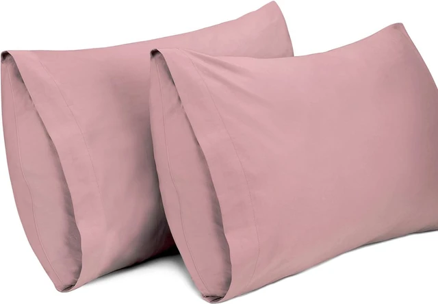 Main image of 2 Pack Pillow Cases, 100% Cotton Breathable Pillowcases, 20"X 26" Standard Size, Rose Pink